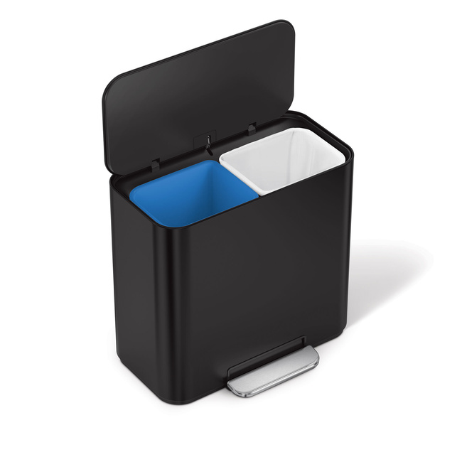 Kosz pedałowy do segregacji Simplehuman Mini Recycler CW2121, 15 l, czarny