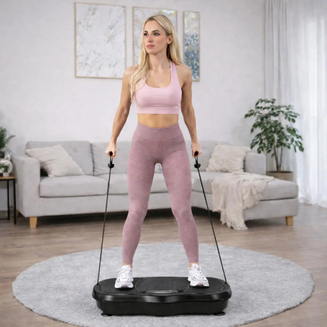 EXTRALINK Moonwalk Spinmove Platforma Wibracyjna Fitness 200W Bluetooth Gumami Oporowymi Czarna