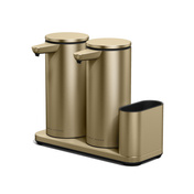 Zestaw dozowników do mydła Simplehuman ST1113 z organizerem, 2 x 414 ml, matowe złoto