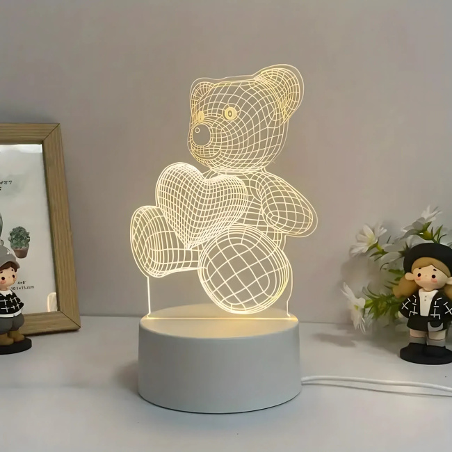 Extralink Home | Lampka nocna Miś Serce 3d | Iluzja optyczna do sypialni Usb