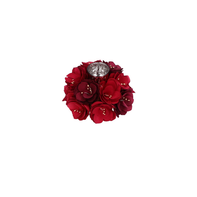 Świeczniki na tealight Rituali Domestici Rosesurose, wianek z czerwonymi kwiatami, 4 szt., 18 cm
