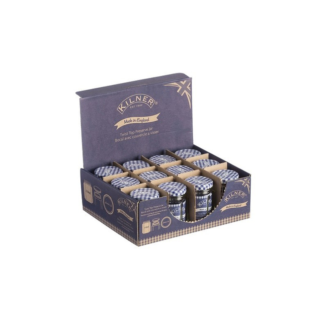 Słoik sześciokątny Kilner Made In England 110 ml z pokrywką w kratkę