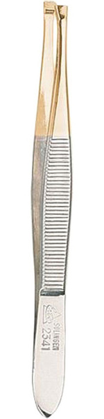 Pęseta prosta 9 cm stal niklowana, pozłacane końce - Erbe Solingen