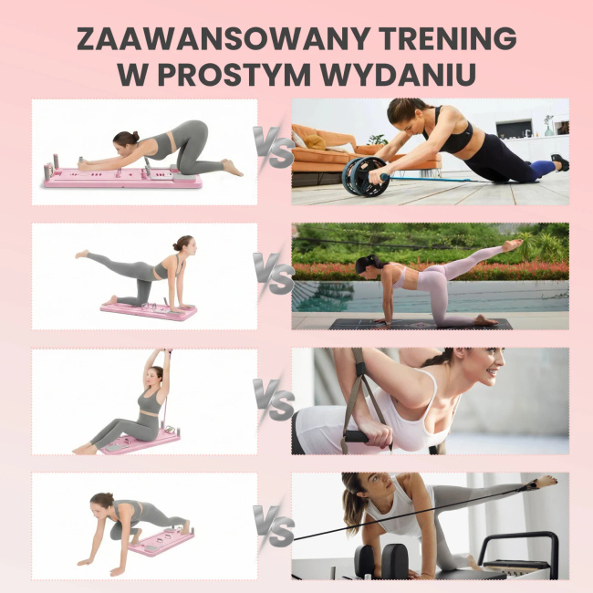 Extralink Deska do pilatesu różowa Reformer do ćwiczeń brzucha pompek Pilates