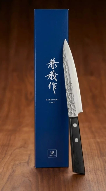 Nóż Petty Yaxell Kaneyoshi-saku YK-30615, 13 cm, VG-10, młotkowany