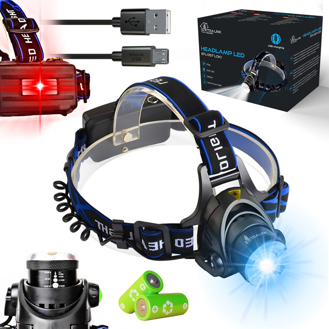 Extralink EFL-057 Loki Latarka Czołowa LED USB Ładowanie Akumulator Outdoor Sport