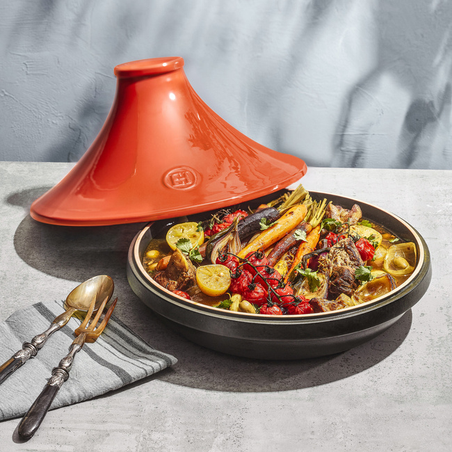 Tagine Delight Indukcja 33cm 4L - Czerwono-Czarny - Emile Henry