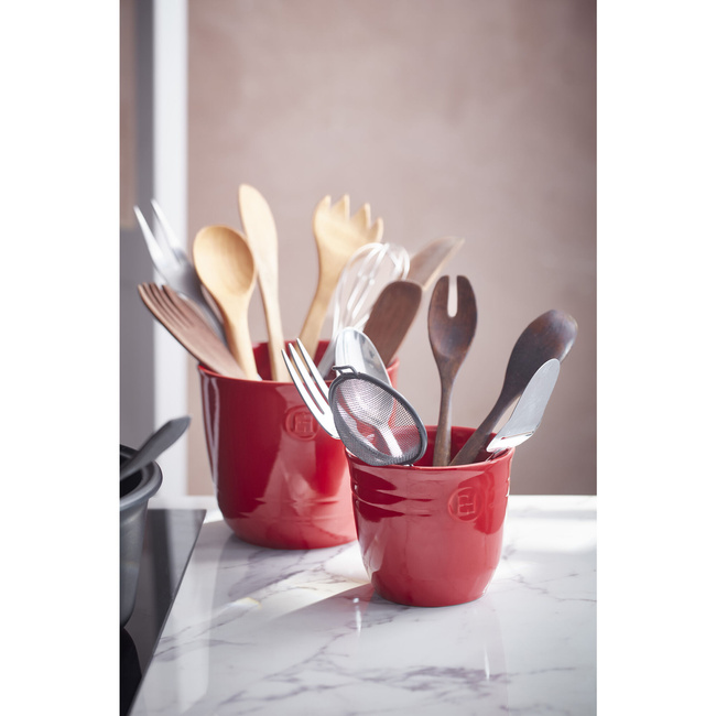 Pojemnik na przybory kuchenne Emile Henry 16 cm, czerwony, ceramiczny