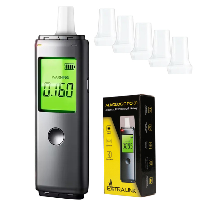 Alkomat Extralink Alkologic PO-01 z sensorem półprzewodnikowym i akumulatorem