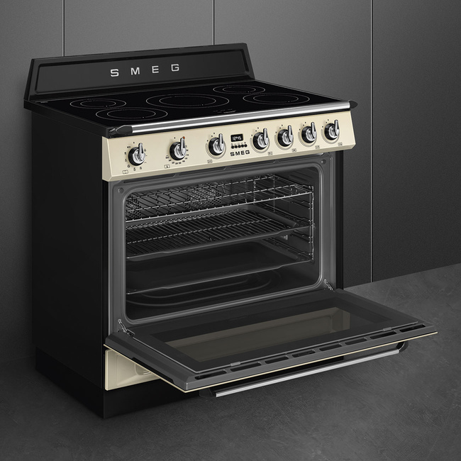 Smeg - Kuchnia wolnostojąca z płytą indukcyjną Victoria Tr90Imp Kremowy.