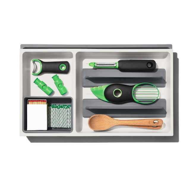 Organizer do szuflad OXO Good Grips L, regulowany, szary