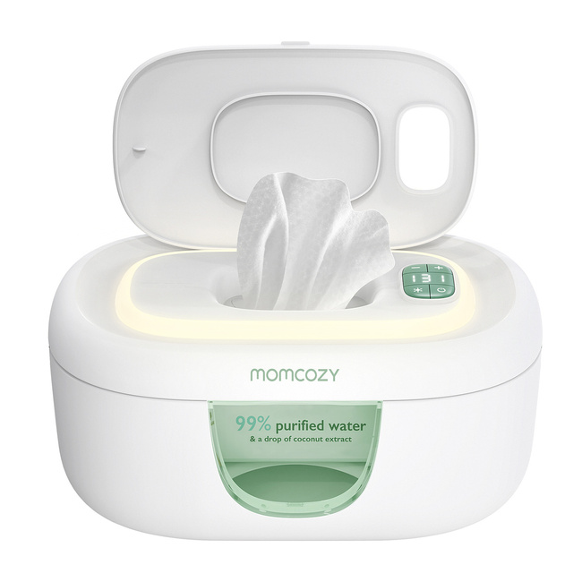 Podgrzewacz do chusteczek nawilżanych Momcozy z lampką nocną, zielony