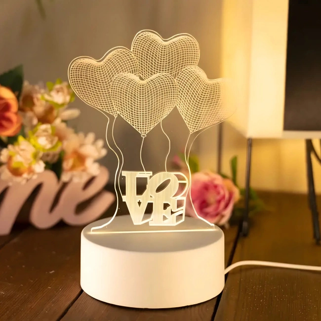 Extralink Home | Lampka nocna cztery serca 3D | iluzja optyczna do sypialni USB