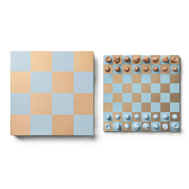 Szachy Printworks Art of Chess Mirror, jasnoniebiesko-miedziane, lustrzana plansza