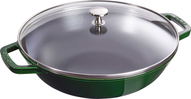 Staub Wok Żeliwny Z Pokrywką 30 Cm, Zielony