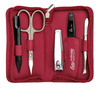 Zestaw do manicure 5 cz. stal niklowana czerwony - Erbe Solingen