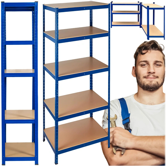 Regał magazynowy metalowy Extralink EX.36790, 180x90x40 cm, niebieski, 5 półek