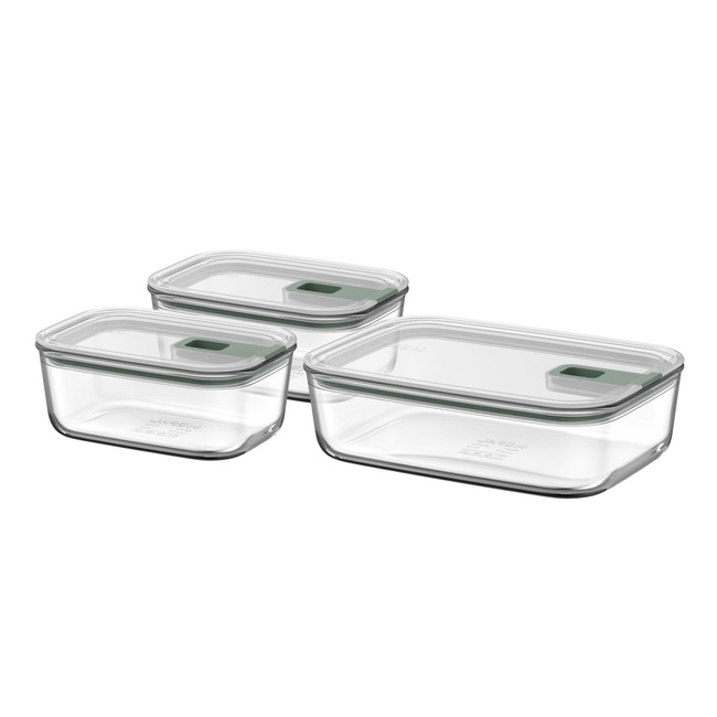 Zestaw 3 szklanych pojemników Easyclip 2.0 Sage 2x700ml 1500ml Mepal