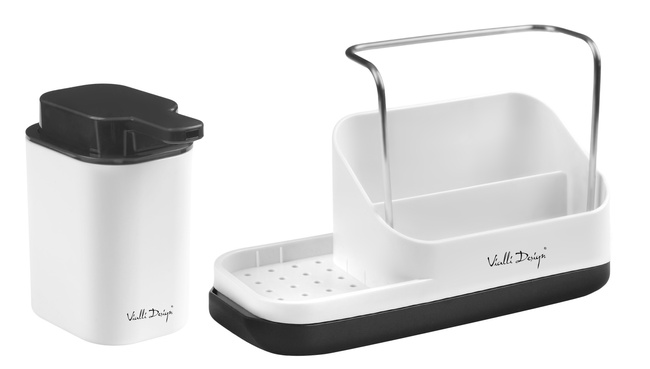 Organizer Kuchenny Z Dozownikiem Na Płyn Livio Duo Biały 8302 - Vialli Design