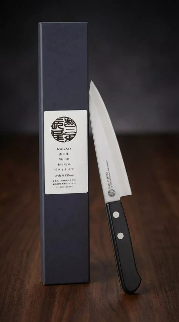 Nóż Petty Nagao Tsubamesanjo VG-10, 13,5 cm, rękojeść pakkawood