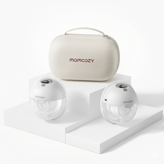 Momcozy M5 Laktator muszlowy smart bezprzewodowy podwójny szary sterowanie aplikacją