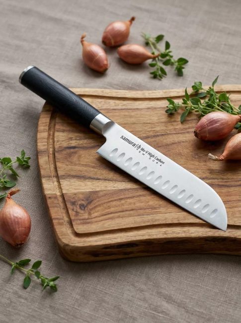 Samura MO-V Nóż Santoku Hollow Ground Ostrze 18 cm