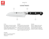 Nóż santoku ZWILLING Pro z rowkami 18 cm, stal FRIODUR, rękojeść z 3 nitami