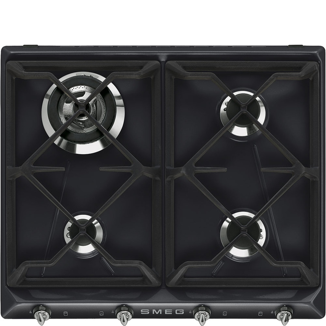 Smeg - Płyta gazowa, 60 cm, Victoria, czarny victoria SR964NGH czarny (chromowane pokrętła).