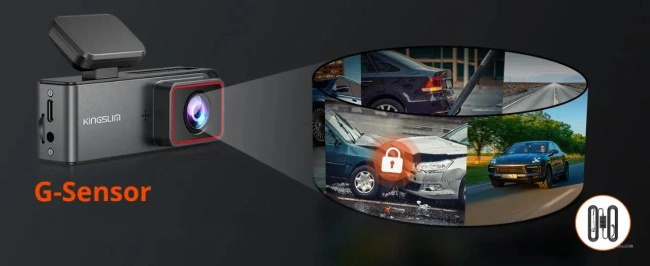 Wideorejestrator Kingslim E4 Dash Camera, 4K z przodu i 1080P z tyłu, Wi-Fi