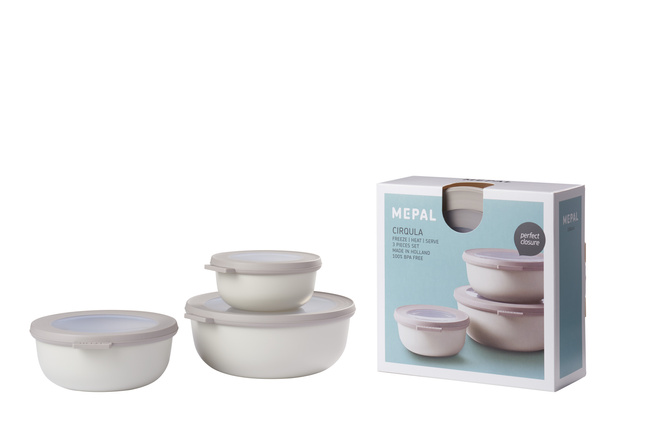 Zestaw 3 Pojemników Cirqula okrągła 350 750 1250 Nordic White - Mepal