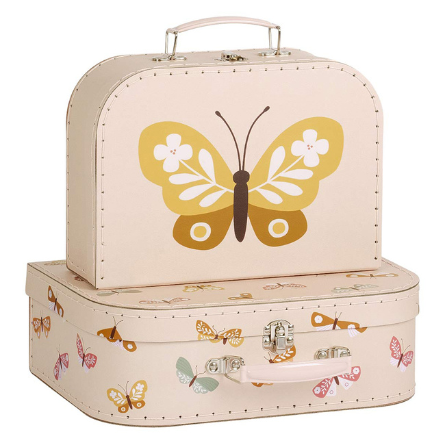 Walizeczki dla dzieci A Little Lovely Company Butterflies, 2 sztuki, różowe