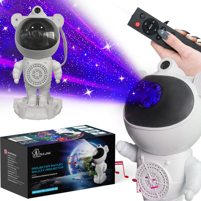 Extralink Home Projektor gwiazd z głośnikiem | Lampka nocna, rzutnik, głośnik Bluetooth | dla dzieci, astronauta