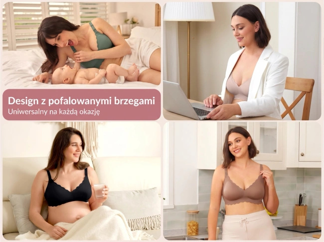Biustonosz do karmienia Momcozy YN46 bezszwowy push-up, rozmiar M, czarny w kwiaty