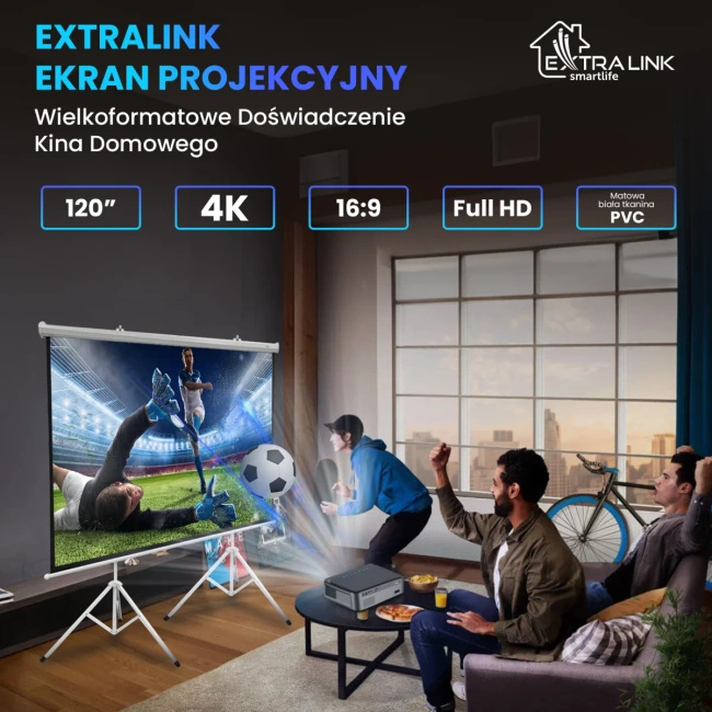 Ekran projekcyjny zwijany Extralink Projection Screen 120 cali, 16:9, 266 x 149 cm