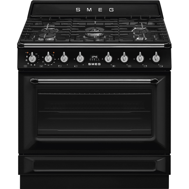 Smeg - Kuchnia wolnostojąca z płytą gazową Victoria TR90GPBL Czarny.