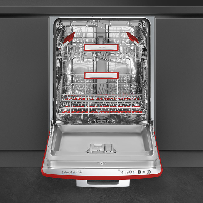 Smeg - Zmywarka do naczyń, 60 cm, 50s, STFABRD3 50'S STYLE - czerwony
