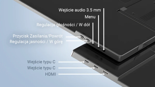 Extralink Smart Life S15 14" | Przenośny monitor do laptopów, telefonów i konsol | Usb-C/micro-Hdmi