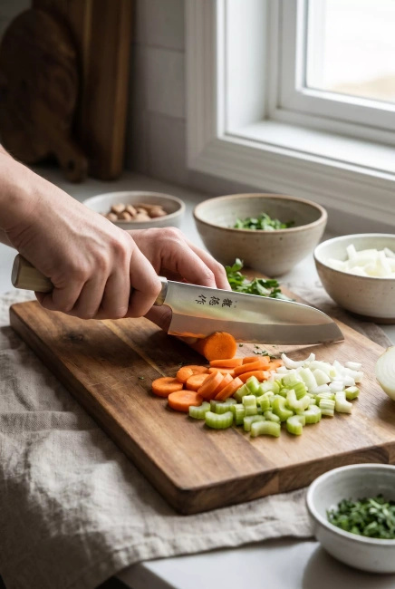 Nóż Santoku Fuji Cutlery RyuToku FC-579, 16,5 cm, rękojeść z magnolii