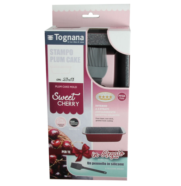 Blacha prostokątna bordowa 23x13cm i pędzelek szary - Tognana