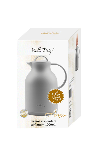 Termos z wkładem szklanym 1l Amo szary 27787 - Vialli Design