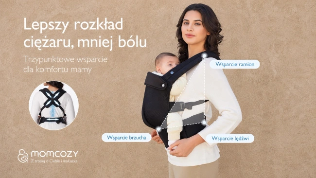 Nosidełko ergonomiczne Momcozy BC001 PureHug Air Mesh, czarne