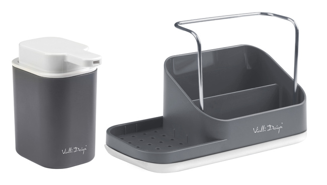 Organizer Kuchenny Z Dozownikiem Na Płyn Livio Duo Szary 8319 - Vialli Design