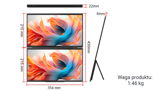 Extralink Smart Life T01 15.6" | Przenośne Monitory Do Laptopa | 2 Monitory, Ips