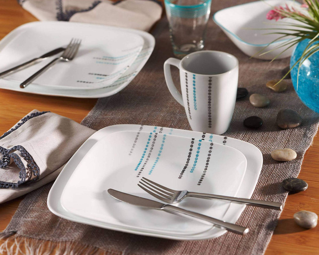 Zestawy obiadowe 16 elementów Rain Drops - Corelle