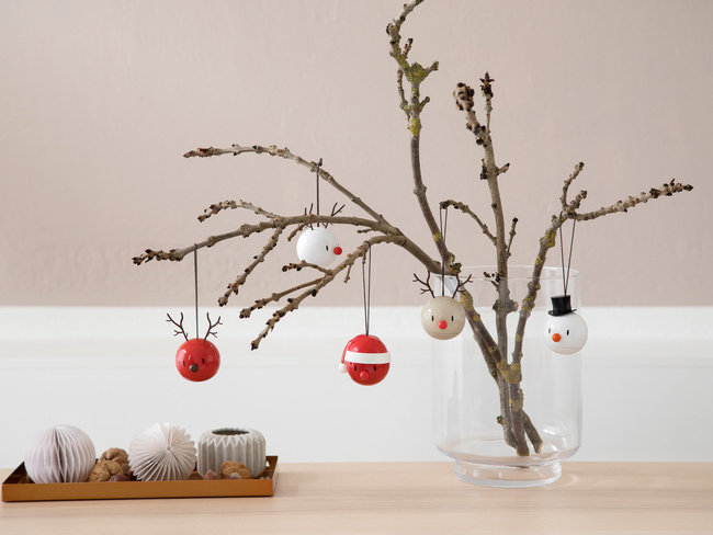 Zawieszki choinkowe Hoptimist Snowman Ornament, białe bałwanki, 2 sztuki