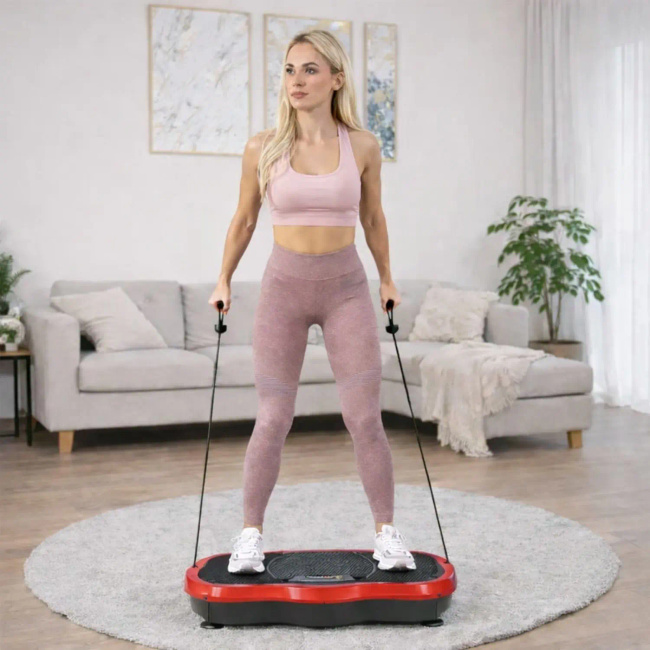 Extralink Moonwalk Spinmove Czerwony | Platofrma Wibracyjna do Ćwiczeń Fitness | 200w