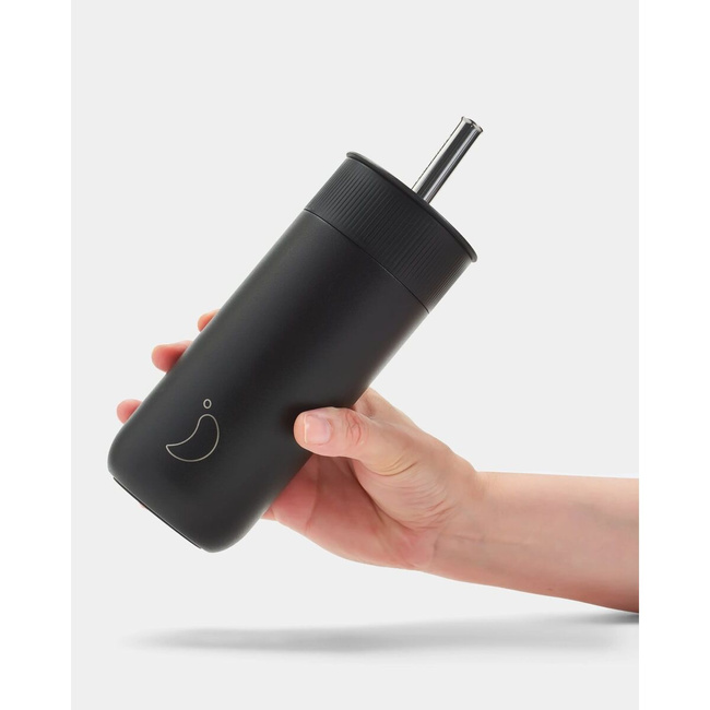 Termiczny Kubek 2w1 Ze Słomką | 500ml | Czarny - Chilly's Bottles