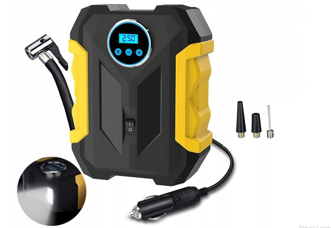 Extralink | Kompresor samochodowy | na gniazdo zapalniczki, 150PSI, 100W, LCD, latarka, akcesoria