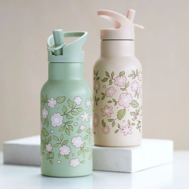 Kubek ze słomką dla dzieci Blossoms Sage 350 ml - A Little Lovely Company