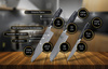 Shiori - 3-Set Kuro Murō + Santoku + Sifu - Zestaw Trzech Noży Ze Stali Damasceńskiej